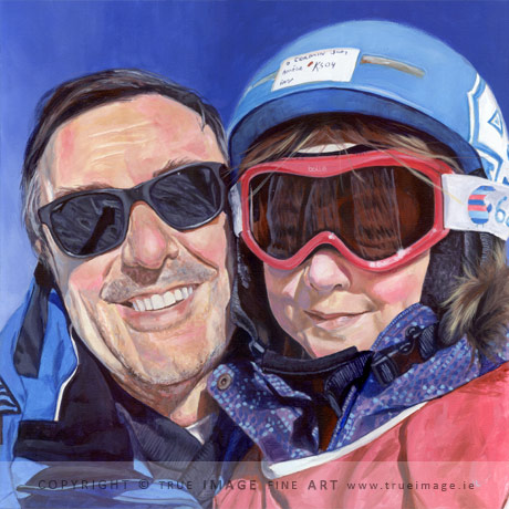 father and daughter acrylic portrait