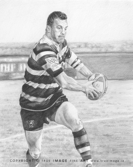 rugby player pencil portrait
