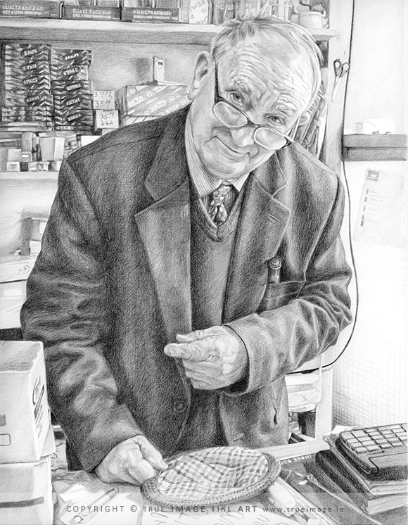 commissioned portrait sketch of a man by an irish portrait artist