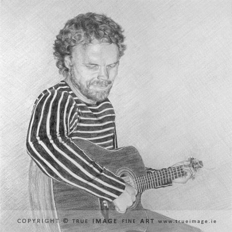 guitarist pencil portrait