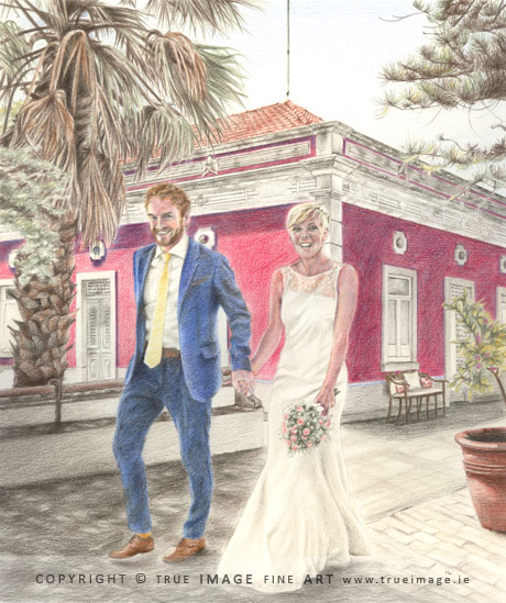 coloured wedding portrait