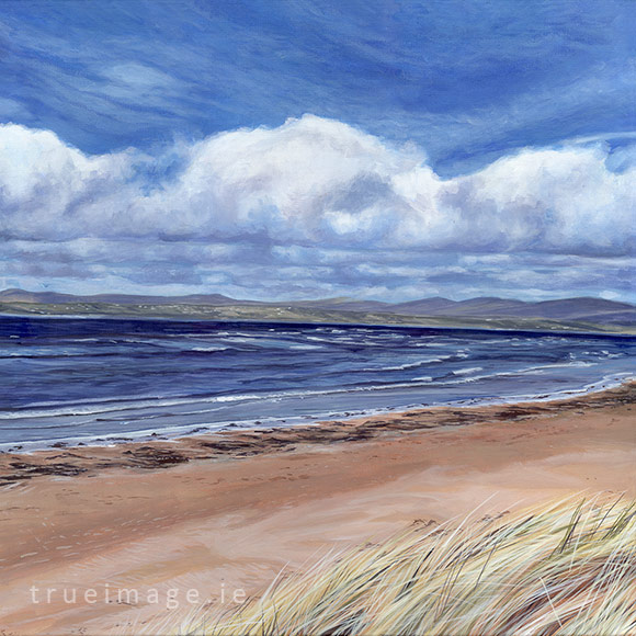acrylic painting of rossnowlagh beach in donegal ireland