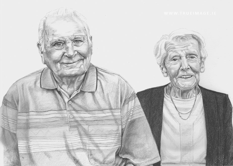 grandparents pencil portrait