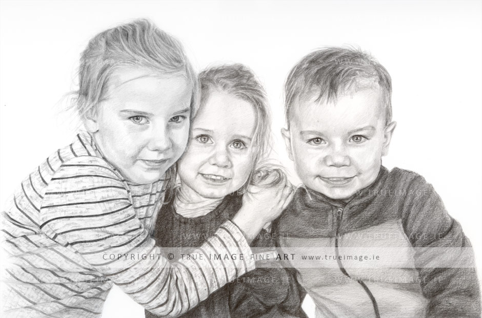 children pencil portrait