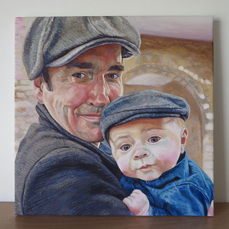 acrylic father and son portrait