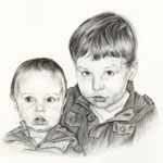 children family portrait in pencil